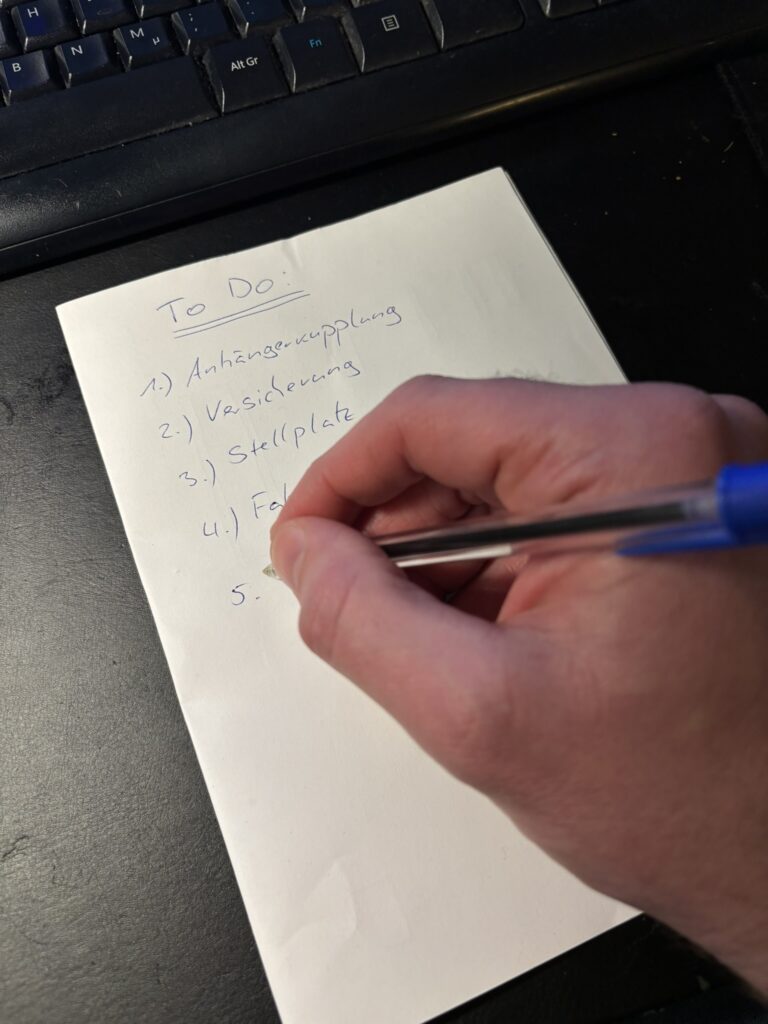 To Do Liste vor Abholung