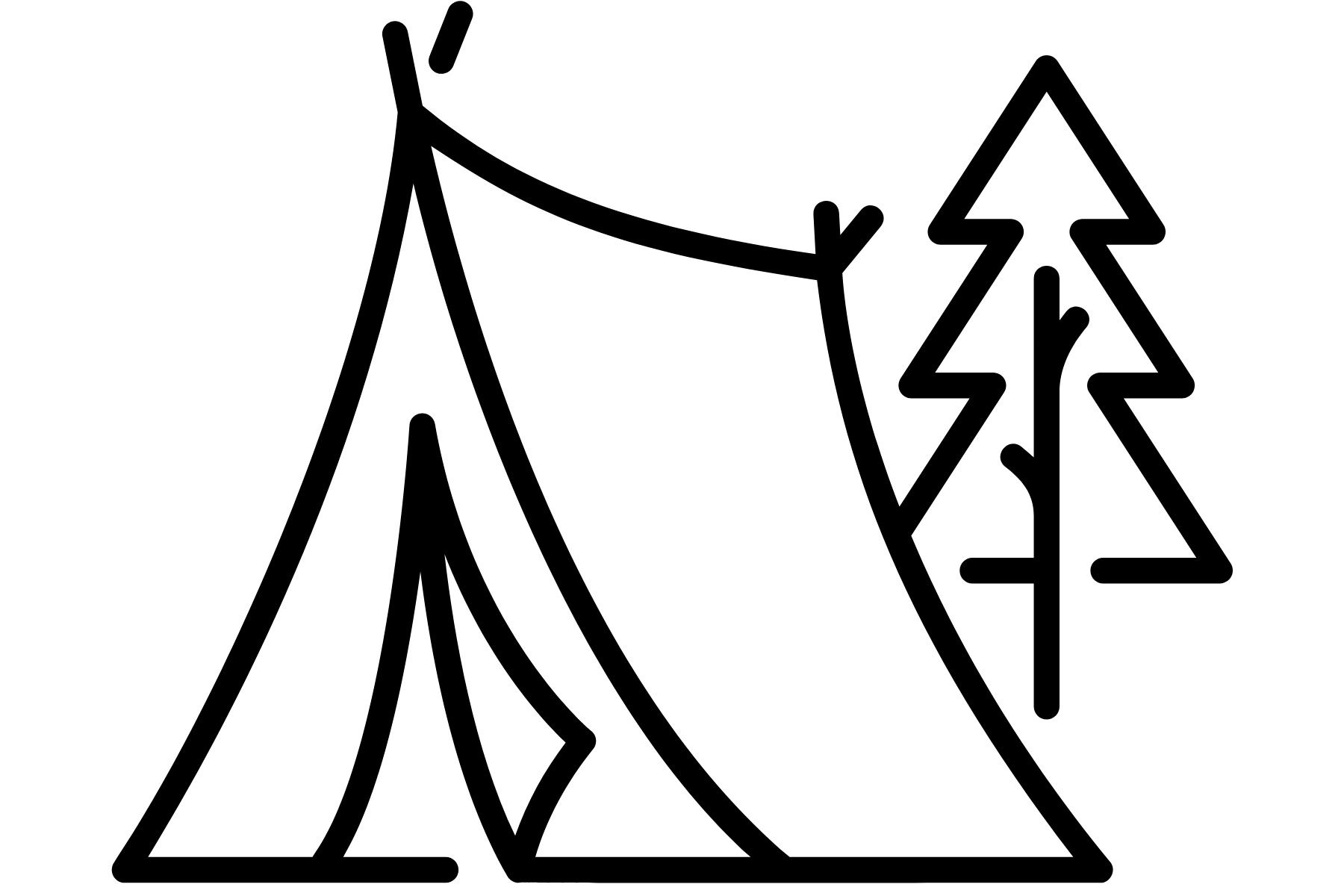 Stilisiertes Zelt im Wald